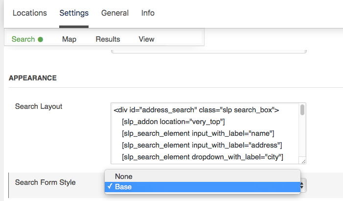 Selecting Base Search Form Style